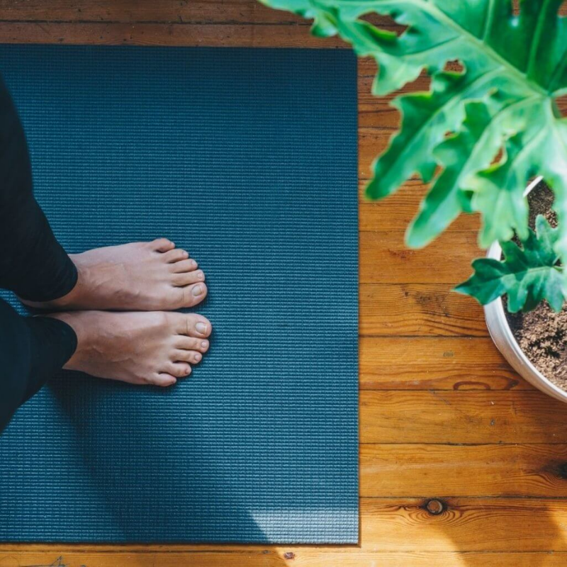 Woman on yoga mat
