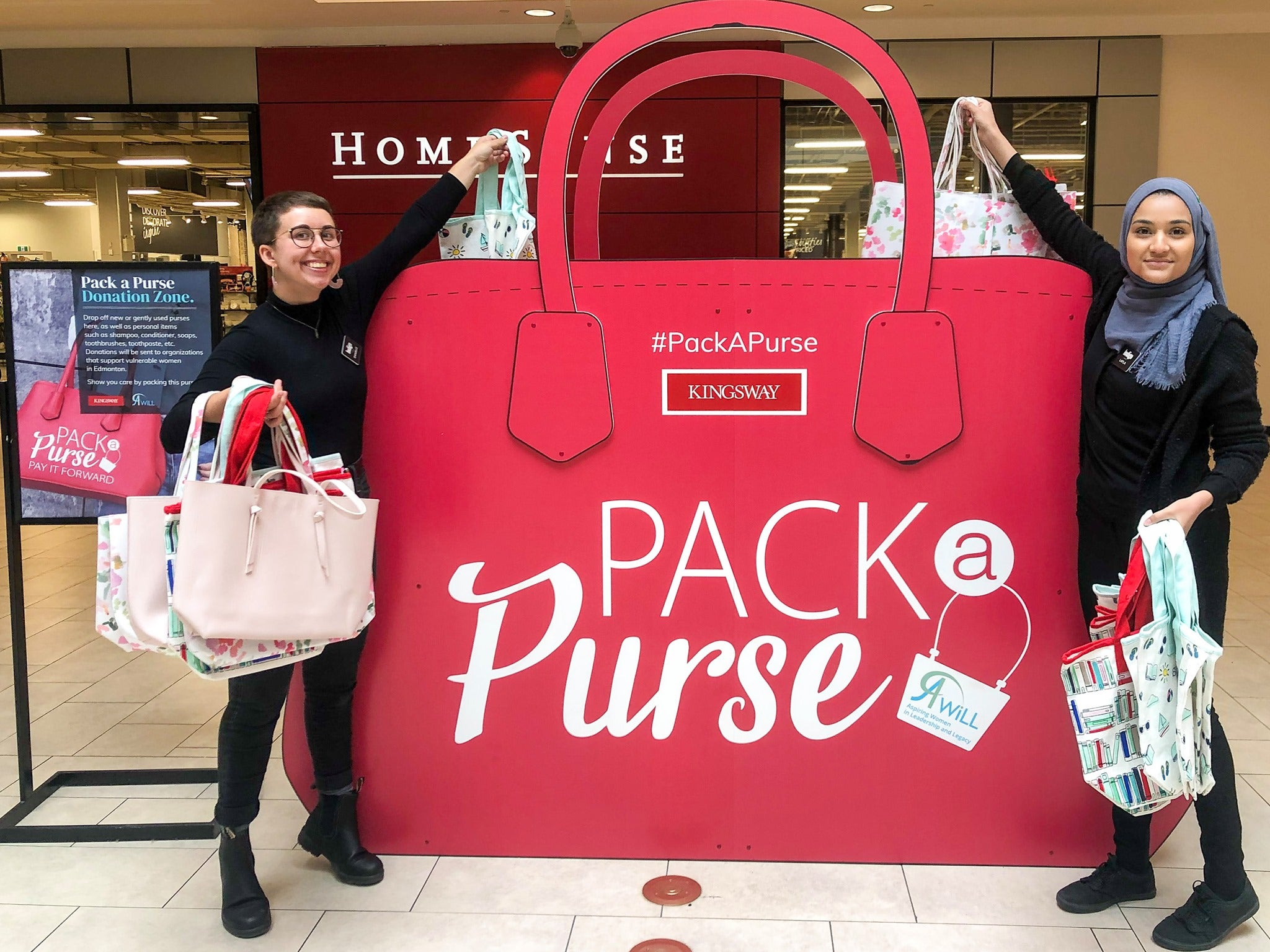 Staff donating purses